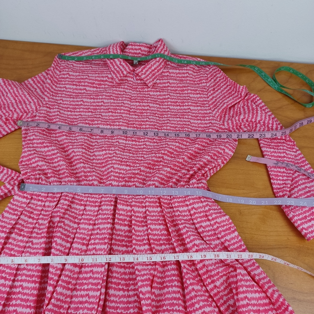 Tucker Allyson Midi Dress Size L Women Preppy In Raspberry Sound Organic Poplin - Picture 5 of 13